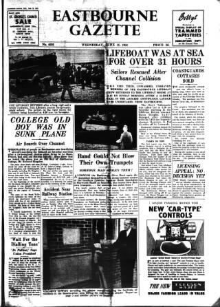 cover page of Eastbourne Gazette published on June 18, 1952