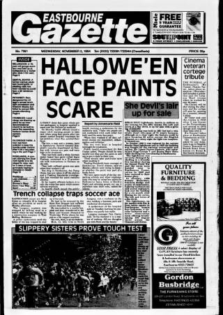 cover page of Eastbourne Gazette published on November 2, 1994