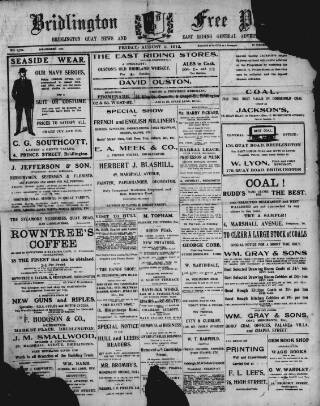 cover page of Bridlington Free Press published on August 2, 1912