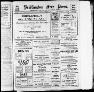 cover page of Bridlington Free Press published on February 2, 1921