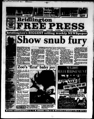 cover page of Bridlington Free Press published on May 4, 1995