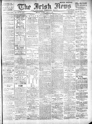 cover page of Irish News and Belfast Morning News published on June 18, 1907