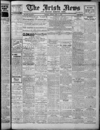 cover page of Irish News and Belfast Morning News published on June 18, 1918