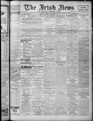 cover page of Irish News and Belfast Morning News published on November 2, 1918