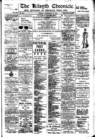 cover page of Kilsyth Chronicle published on September 17, 1909