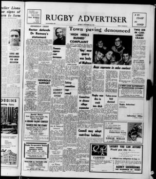 cover page of Rugby Advertiser published on November 2, 1965