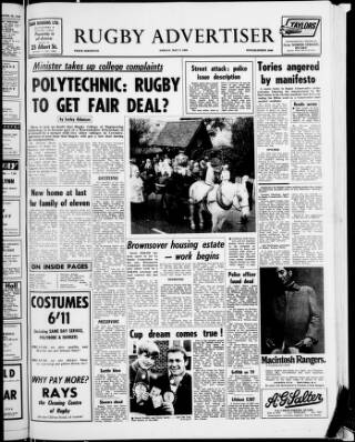 cover page of Rugby Advertiser published on May 2, 1969