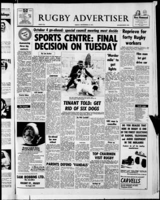 cover page of Rugby Advertiser published on September 17, 1971