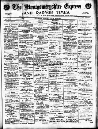 cover page of Montgomeryshire Express published on June 18, 1895
