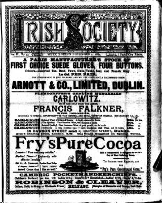 cover page of Irish Society (Dublin) published on November 2, 1889