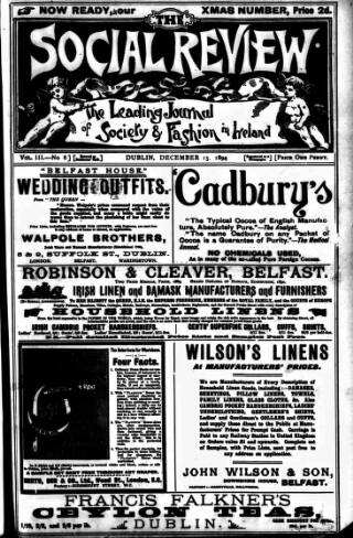 cover page of Social Review (Dublin) published on December 15, 1894