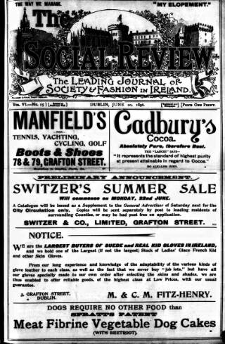 cover page of Social Review (Dublin) published on June 20, 1896