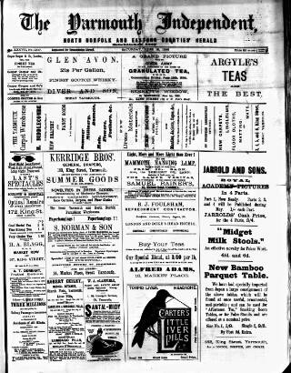 cover page of Yarmouth Independent published on June 18, 1892