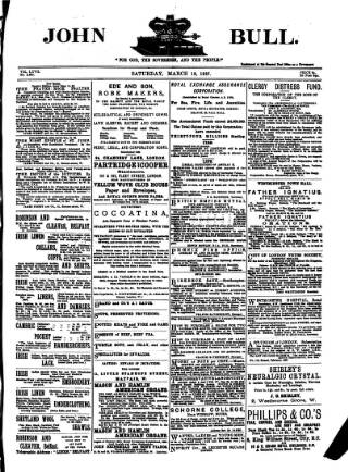 cover page of John Bull published on March 19, 1887