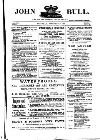 cover page of John Bull published on February 2, 1889