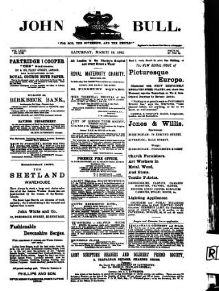 cover page of John Bull published on March 19, 1892