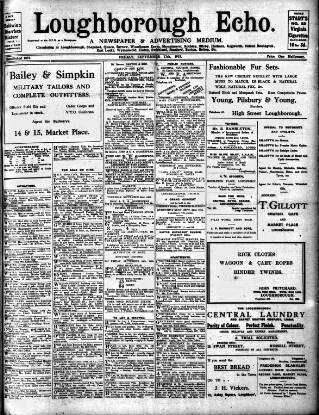 cover page of Loughborough Echo published on September 17, 1915
