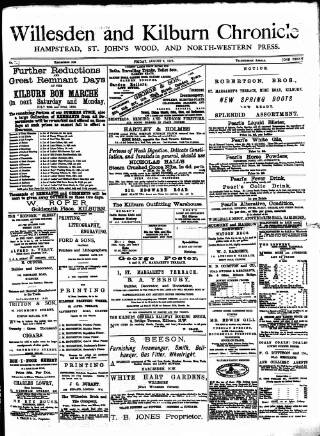 cover page of Willesden Chronicle published on August 2, 1878