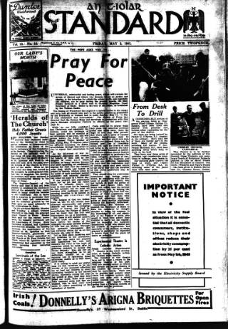 cover page of Catholic Standard published on May 2, 1941