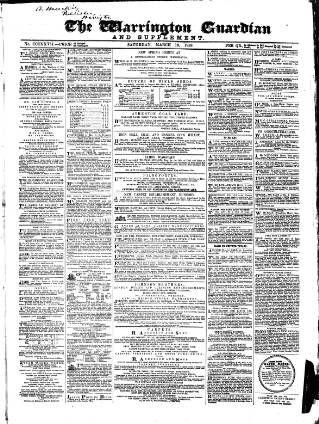 cover page of Warrington Guardian published on March 19, 1859
