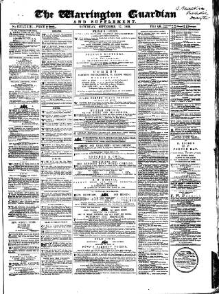 cover page of Warrington Guardian published on September 17, 1859