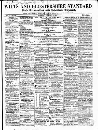 cover page of Wilts and Gloucestershire Standard published on February 2, 1856