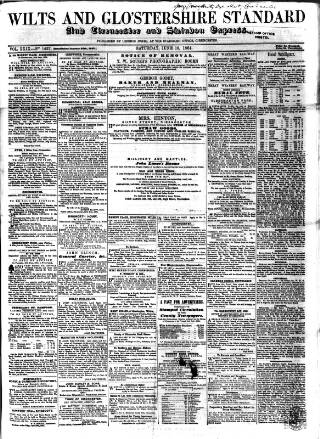 cover page of Wilts and Gloucestershire Standard published on June 18, 1864