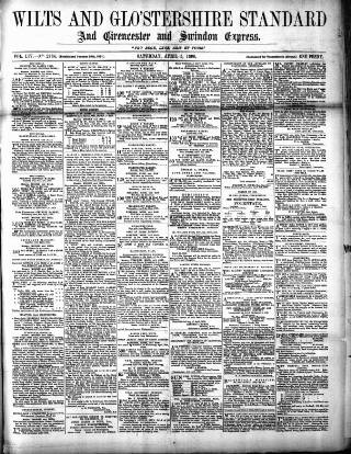 cover page of Wilts and Gloucestershire Standard published on April 5, 1890