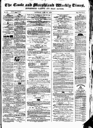 cover page of Goole Times published on June 18, 1870