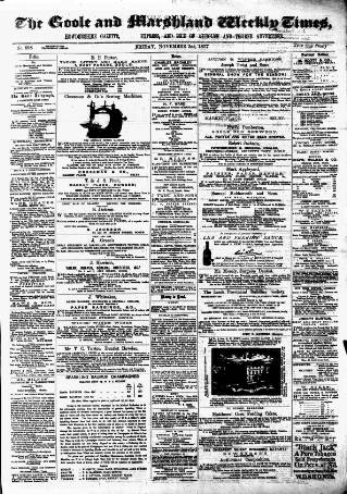 cover page of Goole Times published on November 2, 1877