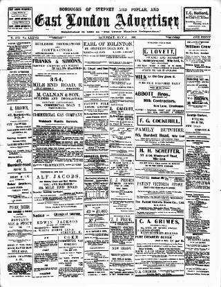 cover page of Tower Hamlets Independent and East End Local Advertiser published on May 4, 1907
