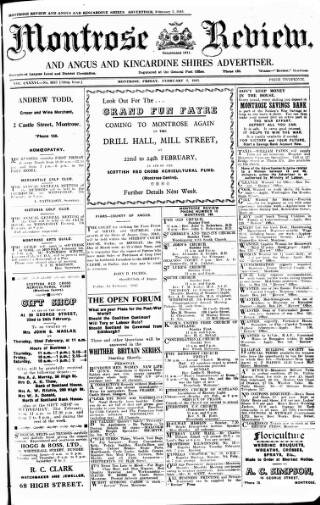 cover page of Montrose Review published on February 2, 1945