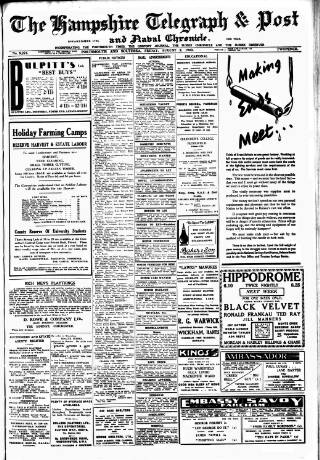cover page of Hampshire Telegraph published on August 2, 1940