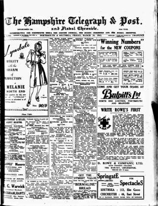 cover page of Hampshire Telegraph published on March 19, 1943