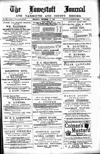 cover page of Lowestoft Journal published on September 17, 1881