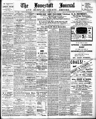 cover page of Lowestoft Journal published on March 19, 1910