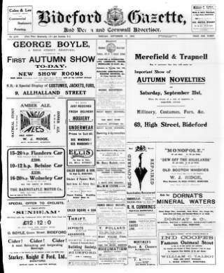 cover page of North Devon Gazette published on September 17, 1912