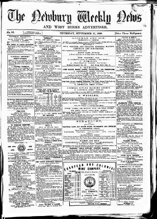 cover page of Newbury Weekly News and General Advertiser published on September 17, 1868