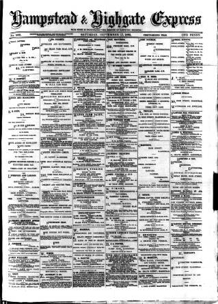 cover page of Hampstead & Highgate Express published on September 17, 1892