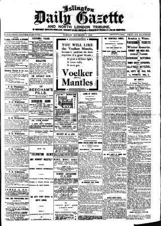 cover page of Islington Gazette published on November 2, 1909