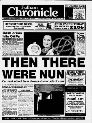 cover page of Fulham Chronicle published on February 2, 1995