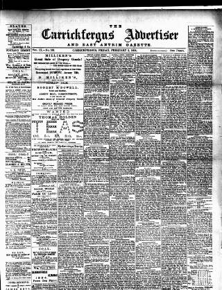 cover page of Carrickfergus Advertiser published on February 2, 1894