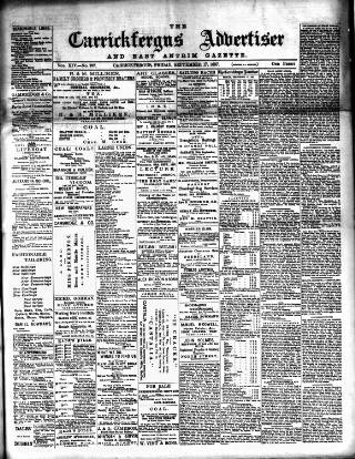 cover page of Carrickfergus Advertiser published on September 17, 1897