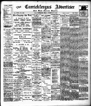 cover page of Carrickfergus Advertiser published on February 2, 1912