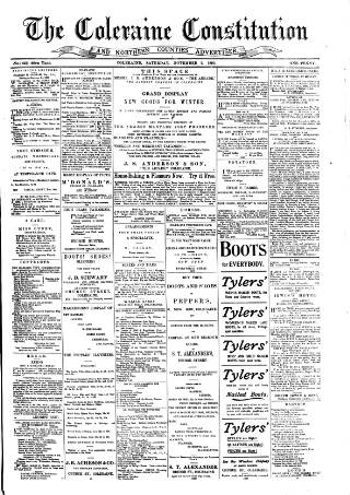 cover page of Northern Constitution published on November 2, 1895