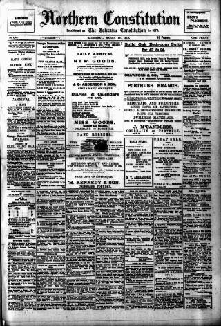 cover page of Northern Constitution published on March 19, 1910