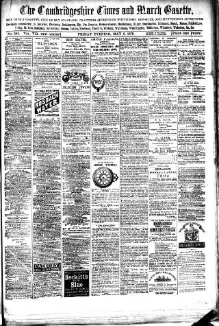 cover page of Cambridgeshire Times published on May 2, 1879