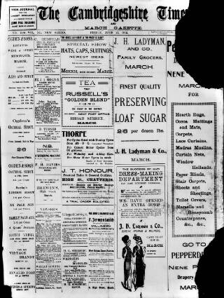 cover page of Cambridgeshire Times published on June 21, 1912