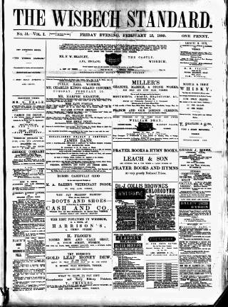 cover page of Wisbech Standard published on February 15, 1889