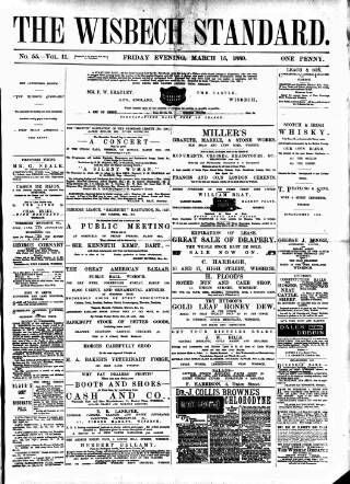 cover page of Wisbech Standard published on March 15, 1889